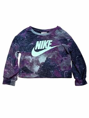 Nike Girls 2T Purple Blue Camo Swoosh Logo Long Sleeve Knit Top
